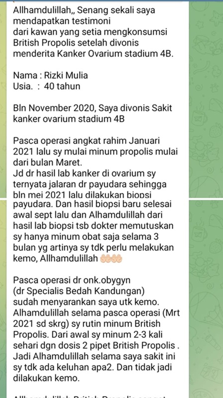 Testimoni Penyembuhan kanker (1)